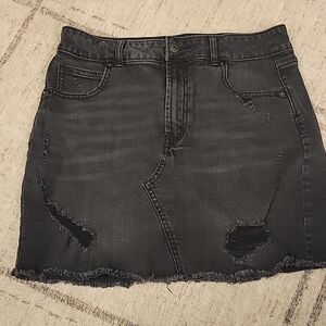 Black Mini Denim Skirt Casual